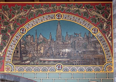 Bahnhofsgebäude (Sint-Pietersstation). Innenraum. 1912. Die Eingangshalle. von Louis Cloquet