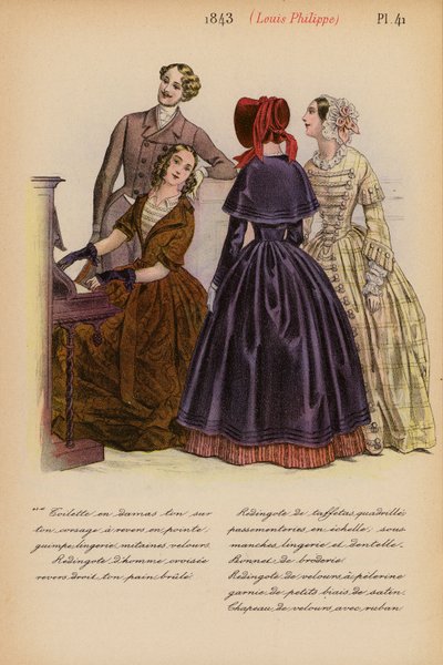Französische Mode: 1843, Louis-Philippe (Farblithographie) von Louis Colas