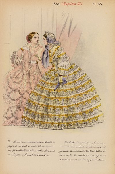 Französische Mode: 1854, Napoleon III. (Farblithografie) von Louis Colas
