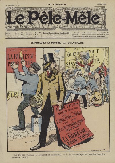 La paille et la poutre. Illustration für Le Pele-Mele von Louis Denis Valverane