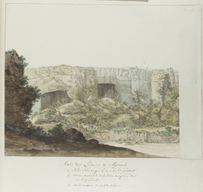 Teil der Latomies-Höhlen bei Syrakus (Voyage en Italie, en Sicile et à Malte - 1778) von Louis Ducros