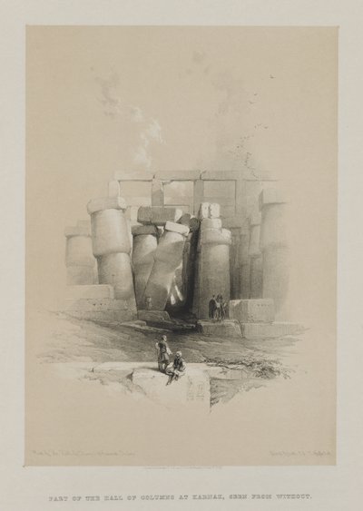 Ägypten und Nubien, Band II: Teil der Säulenhalle in Karnak, Theben, 1847 von Louis Haghe