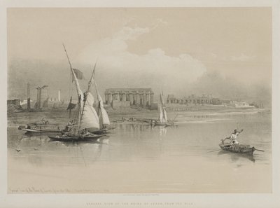 Ägypten und Nubien, Band I: Gesamtansicht der Ruinen von Luxor, vom Nil aus, 1846 von Louis Haghe