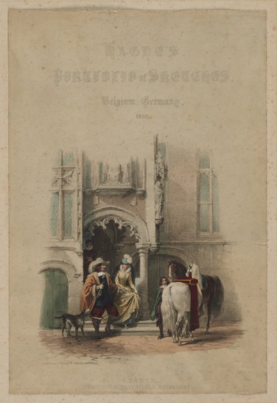 Haghes Portfolio von Skizzen. Belgien. Deutschland, Bd. III: Titelseite, an einer Tür...Brügge, 1850 von Louis Haghe