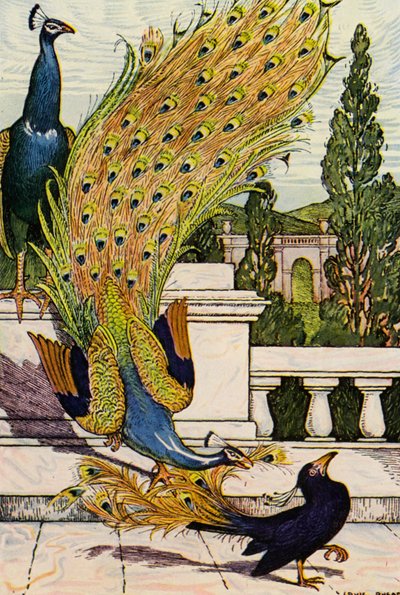 Der Pfau und die Elster von Louis John Rhead
