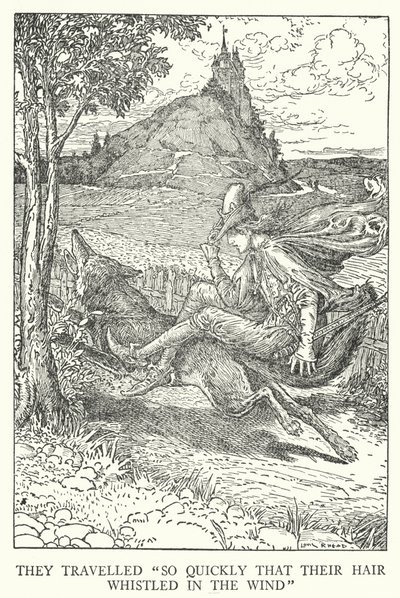 Sie reisten "so schnell, dass ihr Haar im Wind pfiff" von Louis John Rhead