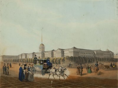 Die Admiralität in Sankt Petersburg, Ende der 1840er Jahre von Louis Jules Arnout