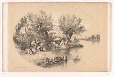 Fischer an einem See von Louis Julien Jacottet