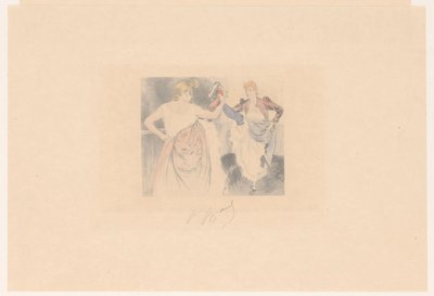 Zwei Cancan-Tänzerinnen mit erhobenen Beinen von Louis Legrand (signed by artist)