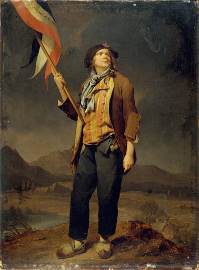Porträt des Sängers Simon Chenard (1758-1832) im Kostüm eines Sansculotten, als Fahnenträger beim Fest zu Ehren der Freiheit Savoyens am 14. Oktober 1792 von Louis Leopold Boilly