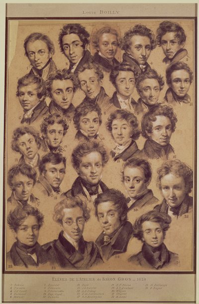 Fünfundzwanzig Schüler aus dem Atelier von Antoine Jean Gros, 1820 von Louis Leopold Boilly
