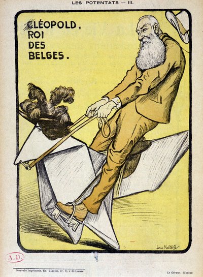 Karikaturporträt von Leopold, König der Belgier, auf einem Papierpferd von Louis Malteste