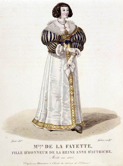 Marie-Madeleine Pioche de La Vergne, Gräfin de Lafayette (Madame de la Fayette) (1634-1693), Ehrendame von Königin Anna von Österreich. In „Galerie francaise de femmes célèbres“ von Louis Marie Lante