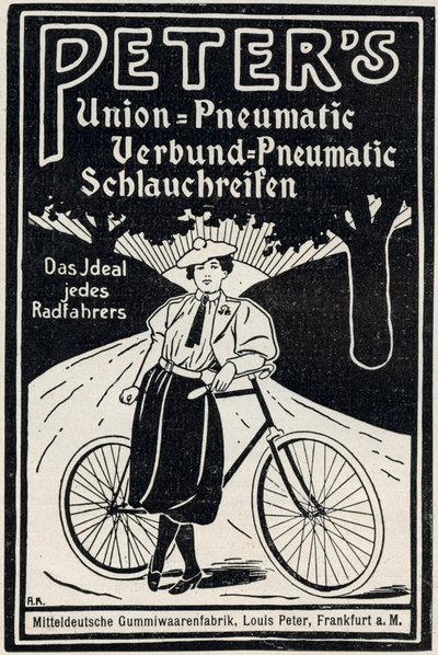 Werbung für Peters pneumatische Fahrradreifen von Louis Peter