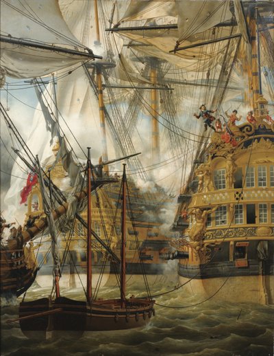 HMS Cumberland kämpft gegen Le Lys und La Gloire, 1827 von Louis Philippe Crepin