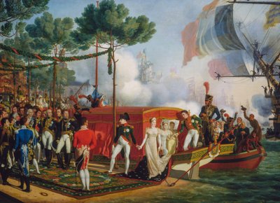 Napoleon Bonaparte und Marie Louise landen in Antwerpen von Louis Philippe Crepin