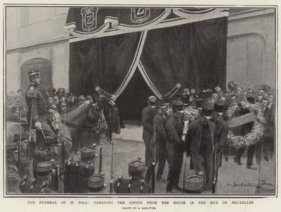 Die Beerdigung von M. Zola, der Sarg wird aus dem Haus in der Rue de Bruxelles getragen von Louis Remy Sabattier