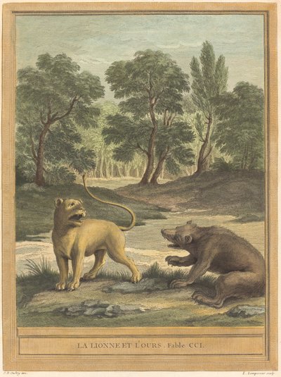 Die Löwin und der Bär von Louis Simon Lempereur after Jean Baptiste Oudry