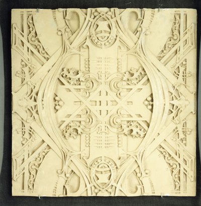 Ein Deckenfragment, verziert mit aufwendigen Schriftrollen und Blattmotiven, 1906-1908 von Louis Sullivan