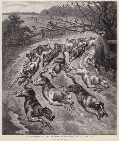 Hunde in vollem Lauf zu Beginn der Jagdsaison von Louis Wain