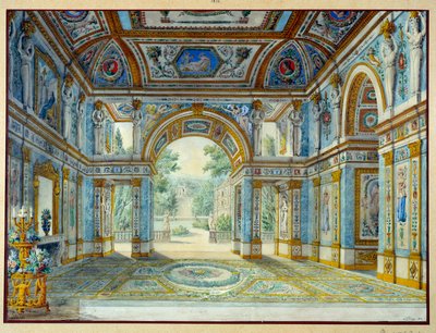 Portikus eines Palastes, der sich zu einem Park öffnet von Louis de Saint Ange Desmaisons