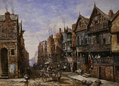 Chester: Watergate Street von der Ecke der Crook Street, mit Eastgate dahinter von Louise Ingram Rayner