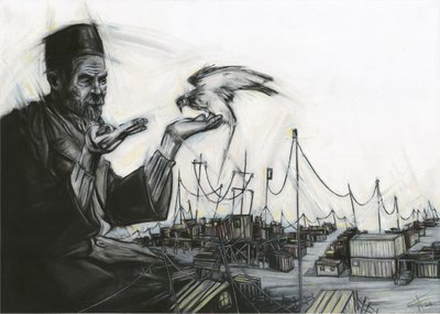 Alter Mann und Falke von Lourens Joubert