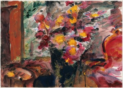 Blumenvase auf einem Tisch von Lovis Corinth