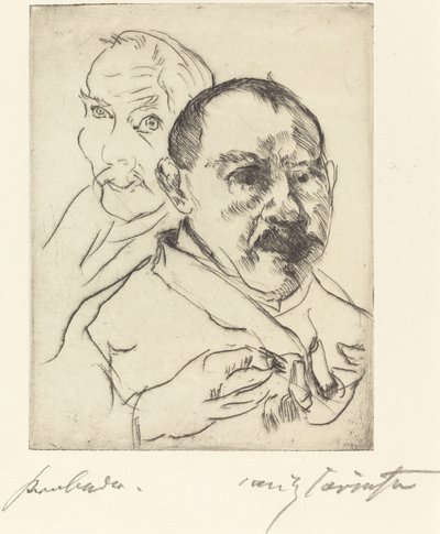Zwei männliche Studienköpfe (Selbstbildnisse) von Lovis Corinth