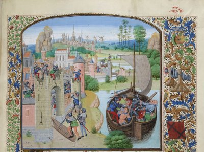 Massaker an Genter Händlern in Audenarde 1380, ca. 1470-1475 von Loyset Liedet