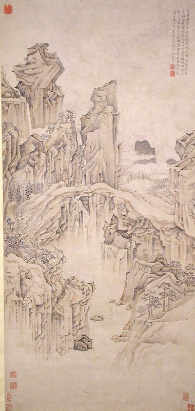 Natürliche Felsbrücke, datiert 1556 von Lu Zhi