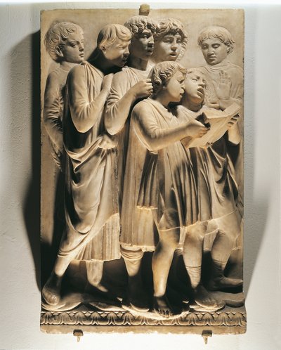 Laudate Eum in choro (Psalm 150, Laudate Dominum), Tafel mit singenden Kindern von Luca Della Robbia