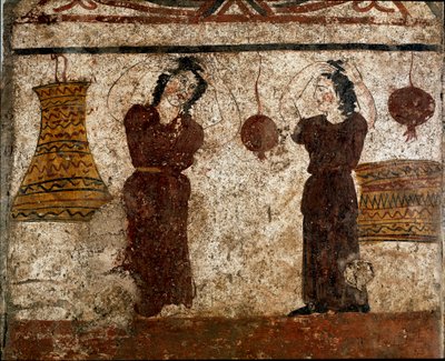 Eine Gruppe von Tänzern während eines Begräbnisritus von Lucanian School