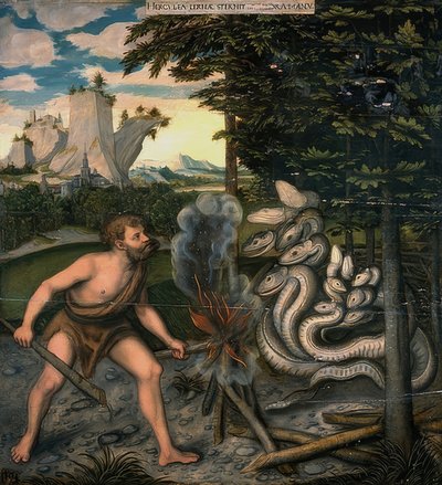 Herkules und die lernäische Schlange. Aus der Serie der Taten des Herkules von Lucas Cranach the Elder