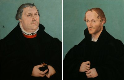 Porträt von Martin Luther & Porträt von Philippe Melanchthon von Lucas Cranach the Younger