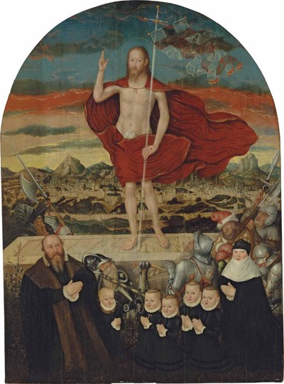 Der auferstandene Christus mit einer Stifterfamilie von Lucas Cranach the Younger