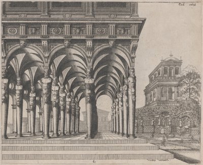 Loggia mit Satyr-Termini und einem Garten von Lucas van Doetechum and Johannes