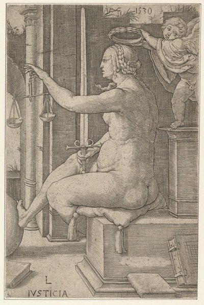 Gerechtigkeit, aus der Serie Die Tugenden, 1530 von Lucas van Leyden