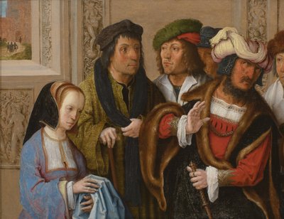 Potiphars Frau zeigt Josephs Gewand von Lucas van Leyden