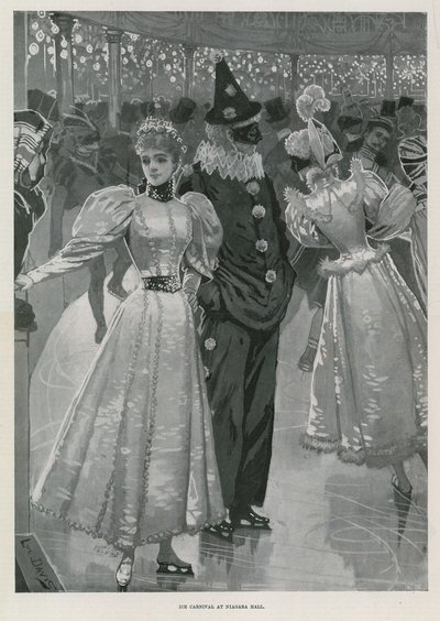 Eiskarneval in der Niagara Hall, Westminster London (Lithografie) von Lucien Davis