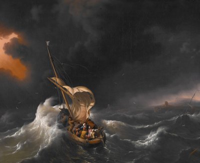 Christus im Sturm auf dem See Genezareth von Ludolf Bakhuizen