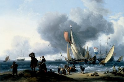Niederländer besteigen eine Yacht von Ludolf Bakhuizen