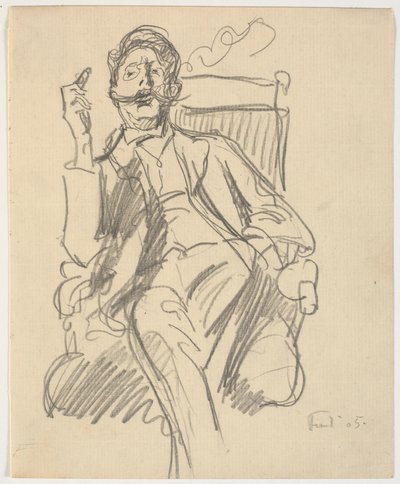 Der Kunsthistoriker Carl V. Petersen, sitzend, mit Zigarre von Ludvig Find