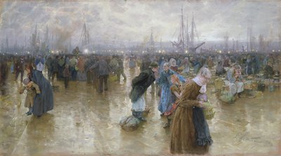 Der Fischmarkt in Altona von Ludwig Dettmann
