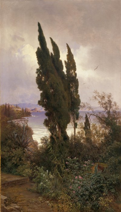 Garten vor dem königlichen Schloss auf Korfu von Ludwig Hans Fischer
