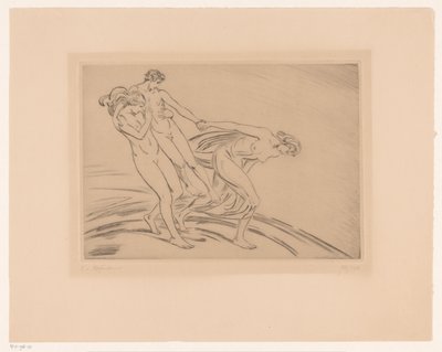 Zwei Frauen entführen einen Mann von Ludwig von Hofmann (signed by artist)