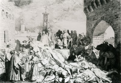 Pest in Florenz, wie von Boccaccio beschrieben von Luigi (after) Sabatelli