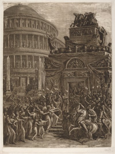 Der Leichnam Hadrians neben seinem Mausoleum von Luigi Ademollo