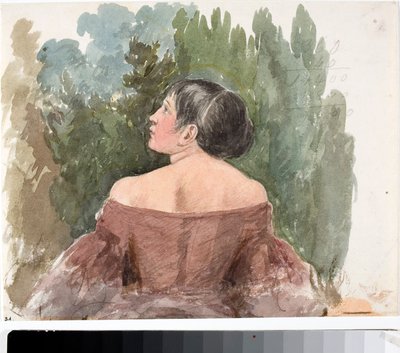 Porträt einer jungen Frau von hinten (Aquarell, ca. 1825) von Luigi Garibbo