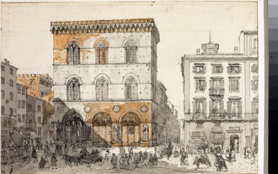 Ansicht der Kirche Orsanmichele in Florenz (Aquarell, ca. 1820) von Luigi Garibbo